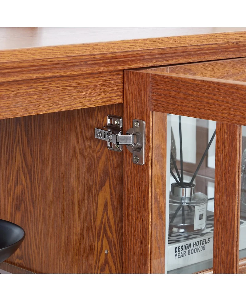 Streamdale Furniture Antique Four-Door Led Curio Display Cabinet with Glass Doors