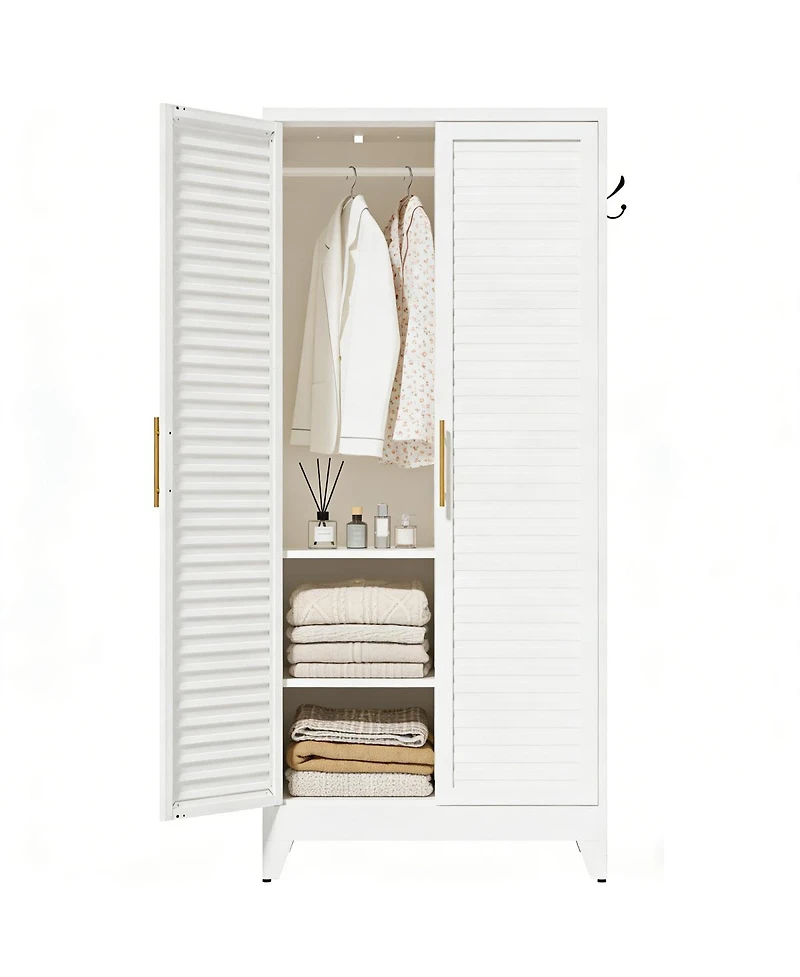 Streamdale Furniture 71" Tall 2-Door Metal Portable Wardrobe Closet