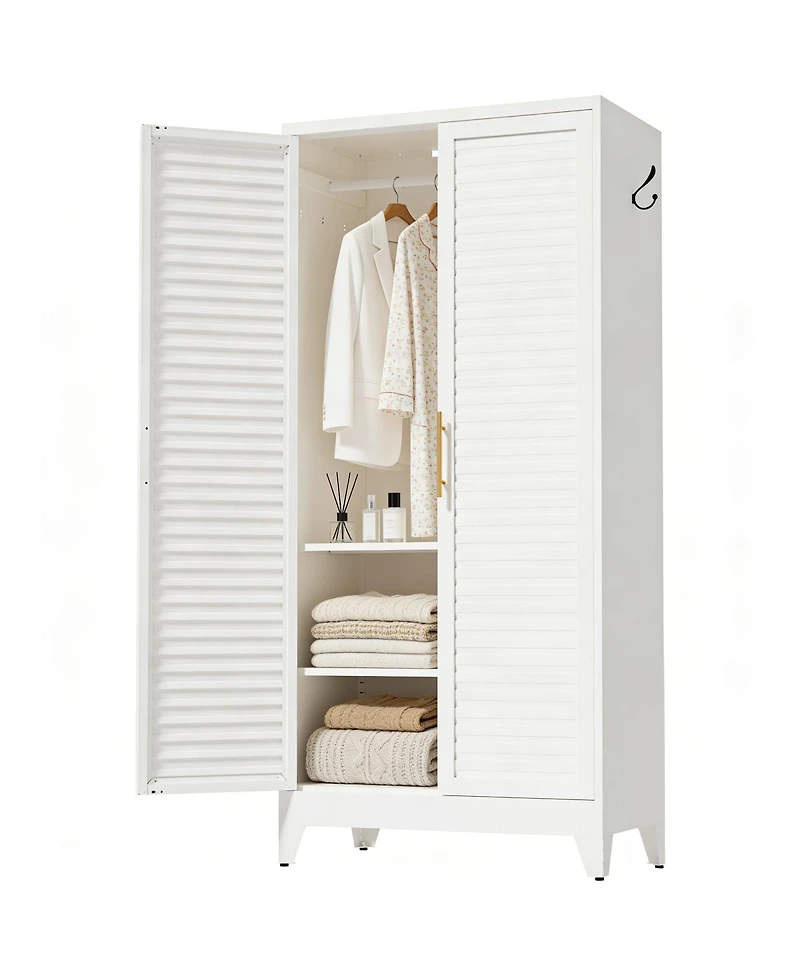 Streamdale Furniture 71" Tall 2-Door Metal Portable Wardrobe Closet