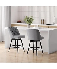 gaomon Set of 6 Upholstered Swivel Counter Stools with Backrest