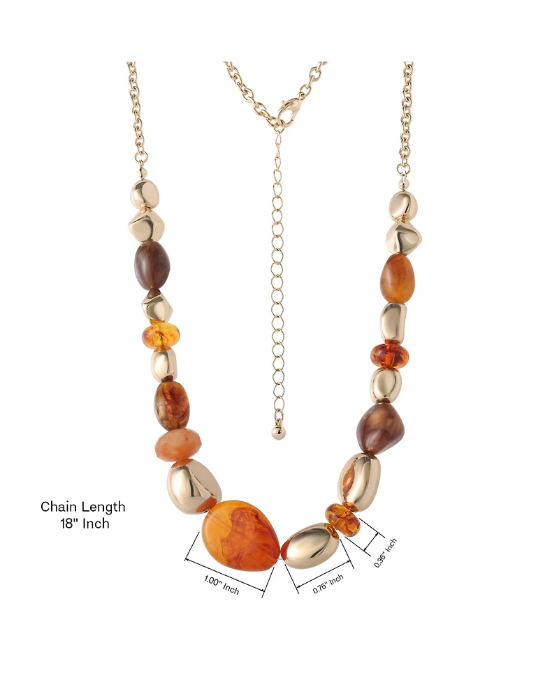 Jessica Simpson Beaded Chunky Necklace Gold-Tone 18"+3", Country and Western Jewelry for Women, Country Concert Necklace