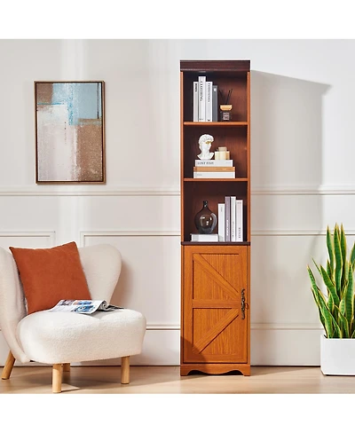 Streamdale Furniture 70.86" Tall Free-Standing 5-Shelf Wood Storage Cabinet and Bookcase