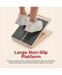 Sunny Health & Fitness Adjustable Wooden Slant Board - 450 lb Capacity Calf Stretcher and Atg Split Squat Wedge