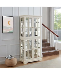 Streamdale Furniture Antique 4-Door Glass Curio Display Cabinet with Adjustable Shelves