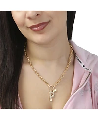 Juicy Couture Bubble Letter Necklace for Women with Clear Stones 18"+2", Chunky Initial Necklace