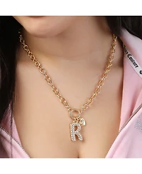 Juicy Couture Bubble Letter Necklace for Women with Clear Stones 18"+2