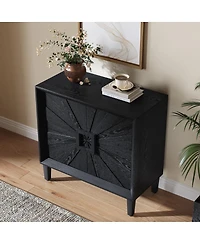 Streamdale Furniture Mid-Century Sunburst 2-Door Credenza, 31.5" Accent Storage Cabinet