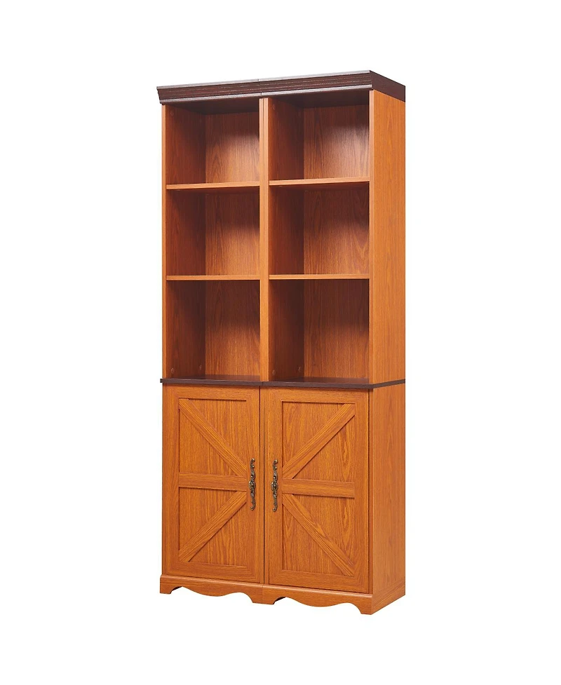 Streamdale Furniture Farmhouse Tall Storage Cabinet with Adjustable Shelves and Barn Door