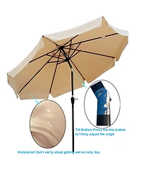 Yiortwo 10 Feet Patio Umbrella With Crank Lift And Push Button Tilt For Outdoor Dining