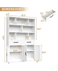 Streamdale Furniture 71" Metal Bookcase with 2 Doors, 2 Drawers and Open Shelves