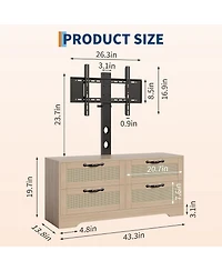 gaomon 4-Drawer Tv Stands for Living Room, Entertainment Center, 4-Drawer Wicker-Style Mdf Tv Stand with Stand, Living Room Furniture