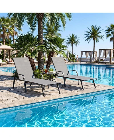 gaomon Textilene Chaise Lounge Chairs Set of 2 - Adjustable Patio Reclining Chairs with Steel Frame for Poolside and Garden