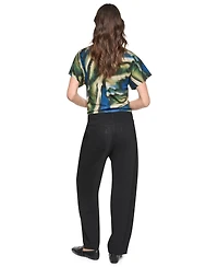 Dkny Women's Barrel-Leg Sanded Twill Mid-Rise Pants