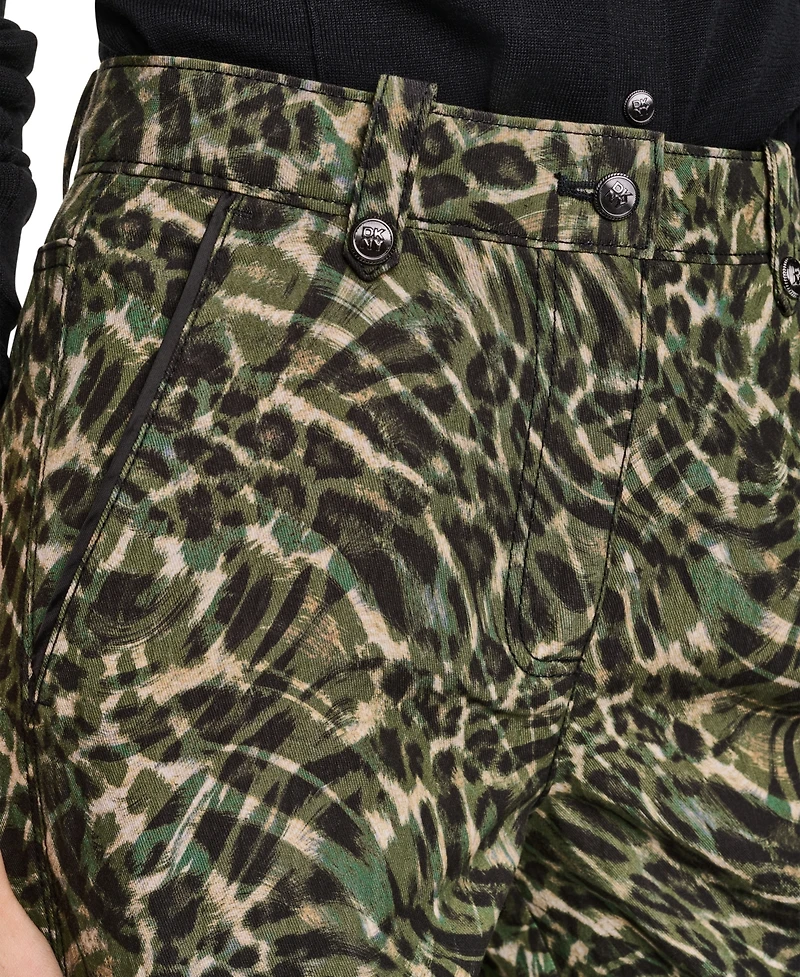 Dkny Women's Printed Sanded Twill Barrel-Leg Pants