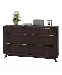 homfan Fluted 7 Drawer Dresser with Curved Profile and Metal Handles for Bedroom, Living Room, Entryway, Closet