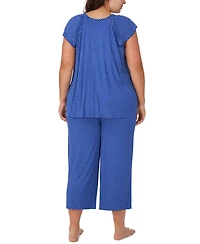 Ellen Tracy Plus Scoop Neck Top and Cropped Pajama Pants, 2-Piece Set
