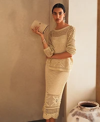 Lauren Ralph Women's Pointelle-Knit Boat Neck Sweater