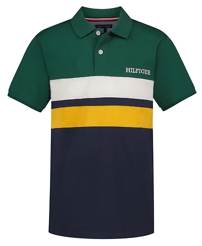 Tommy Hilfiger Boys' 8-20 Paneled Color-Block Short-Sleeve Polo Shirt