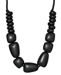 Donna Karan New York Black-Tone Resin Leather Collar Necklace