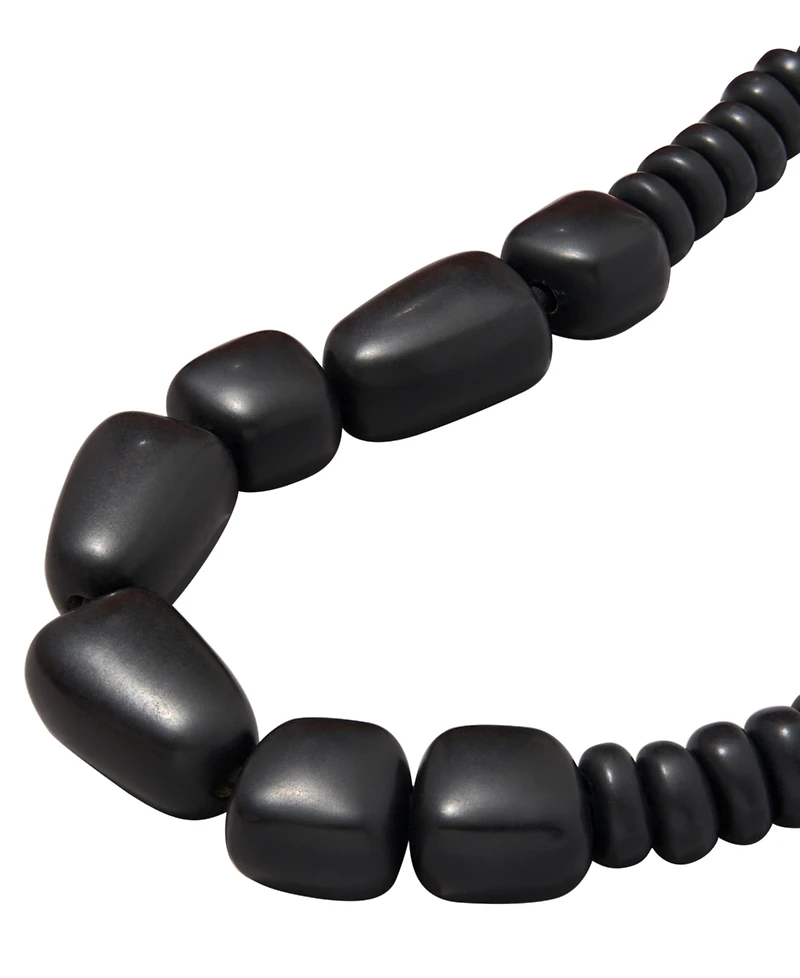 Donna Karan New York Black-Tone Resin Leather Collar Necklace