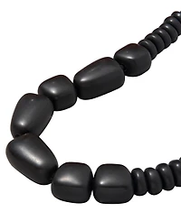 Donna Karan New York Black-Tone Resin Leather Collar Necklace