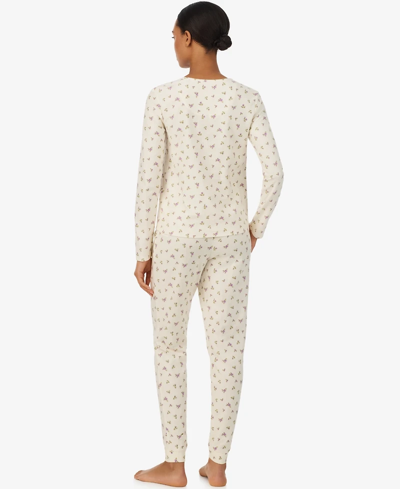 Lauren Ralph Women's Long-Sleeve Henley Top and Jogger Pant Set