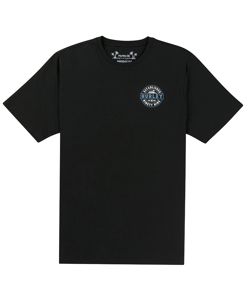 Hurley Men's Camp Artwork At Center Back Crewneck T-Shirt