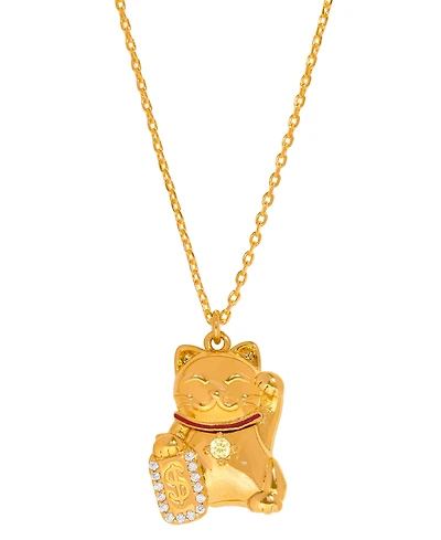 Girls Crew Crystal Lucky Cat Locket Necklace