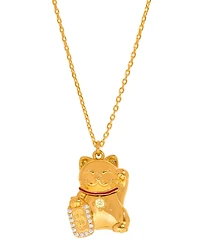 Girls Crew Crystal Lucky Cat Locket Necklace