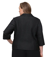 Alex Evenings Plus Metallic Jacquard Front Zipper Jacket