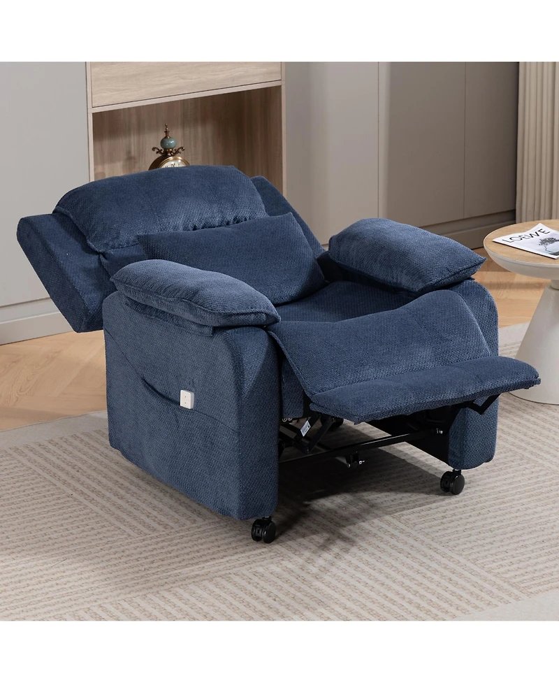 Dyhome Power Recliner Chair with Chenille Upholstery and Lumbar Pillow