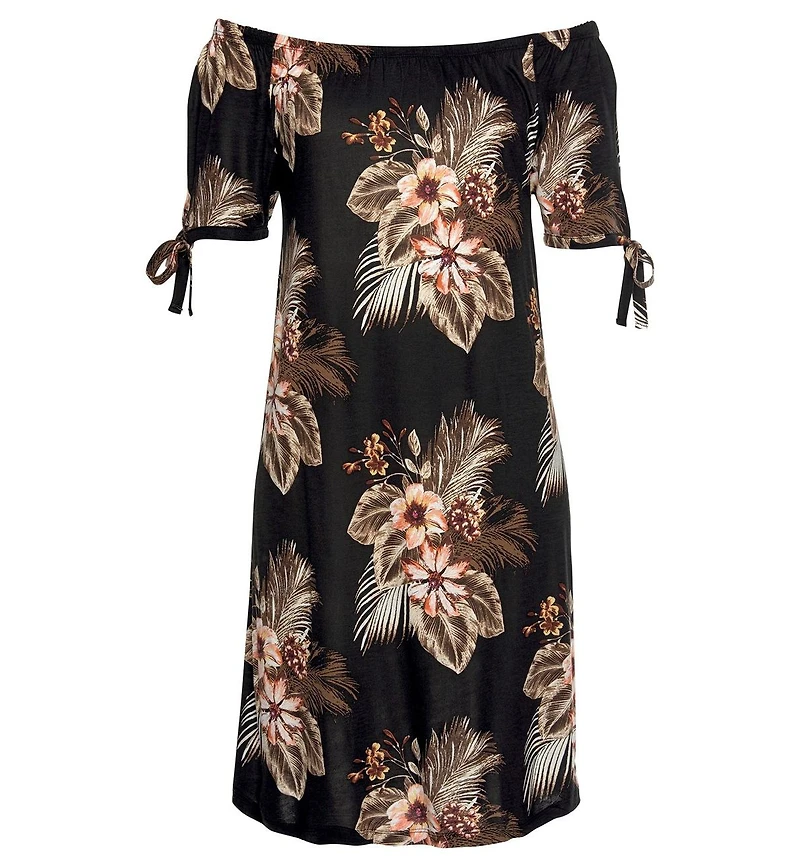 Lascana Women's Off Shoulder Tropical Print Dress