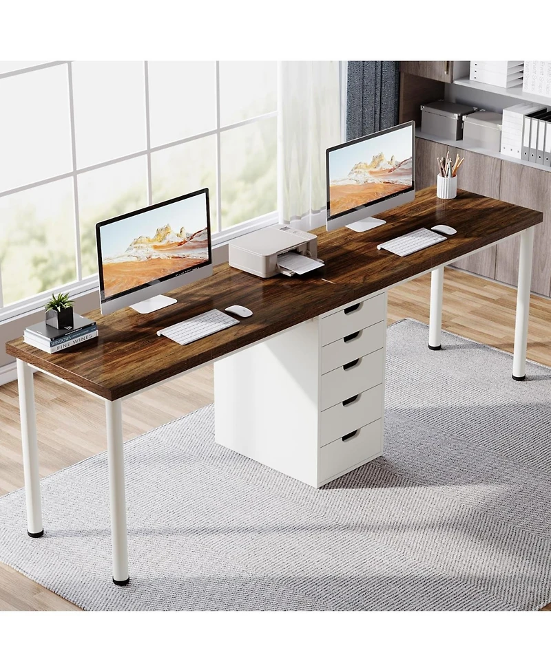 Tribesigns Two Person Computer Desk with 5 Drawers: 78.7" extra long double desk. Modern workstation for home office