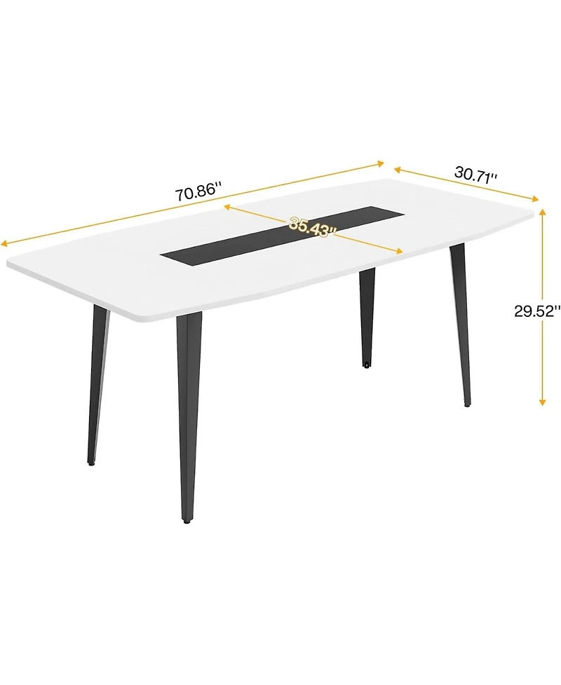 Tribesigns 70" Executive Desk, Modern Office Computer Desk with Sturdy Metal Legs, Large Boat Shaped Study Writing Desk Workstation for Home Office