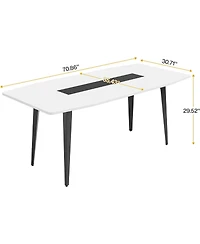 Tribesigns 70" Executive Desk, Modern Office Computer Desk with Sturdy Metal Legs, Large Boat Shaped Study Writing Desk Workstation for Home Office