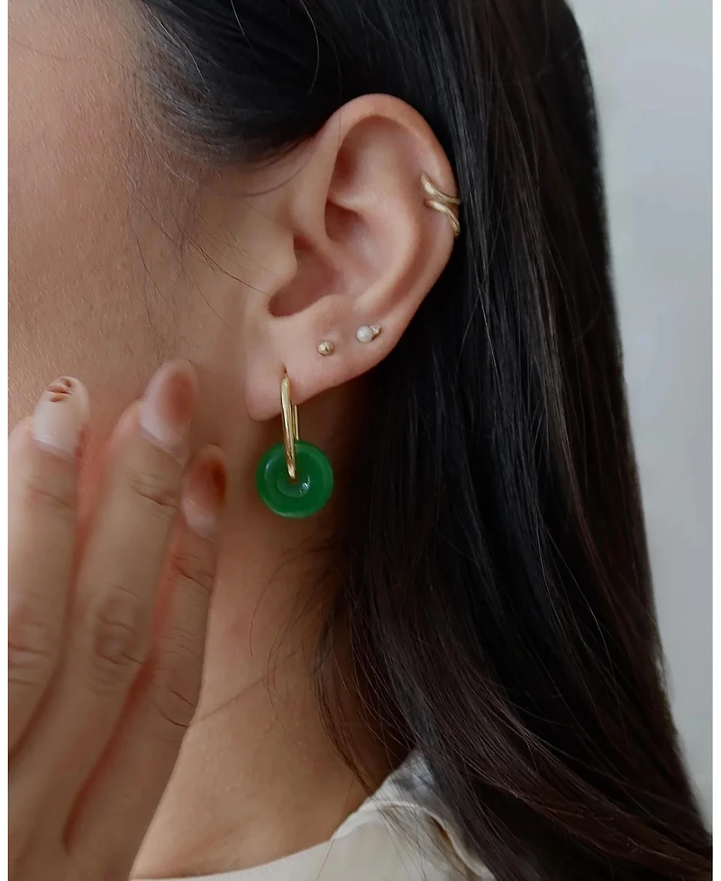 seree Willow — Green jade stone hoop earrings