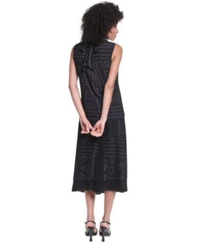 Karl Lagerfeld Paris Womens Sleeveless Cowl Neck Blouse Pleated Midi Skirt