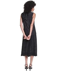 Karl Lagerfeld Paris Womens Sleeveless Cowl Neck Blouse Pleated Midi Skirt