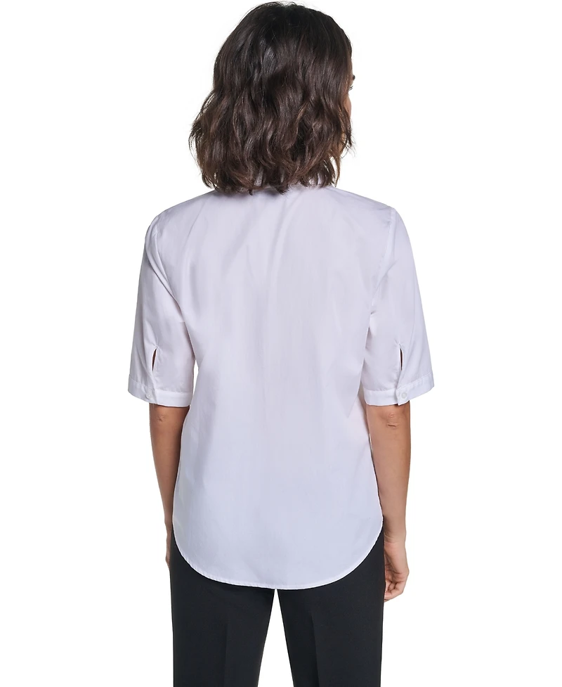 Karl Lagerfeld Paris Women's Short-Sleeve Collared Blouse