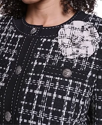 Karl Lagerfeld Paris Women's Round Neck Seven-Button Jacket