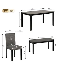 Casainc 6 Piece Dining Table Set with Rectangular Table, Chairs and Bench for Dining Room