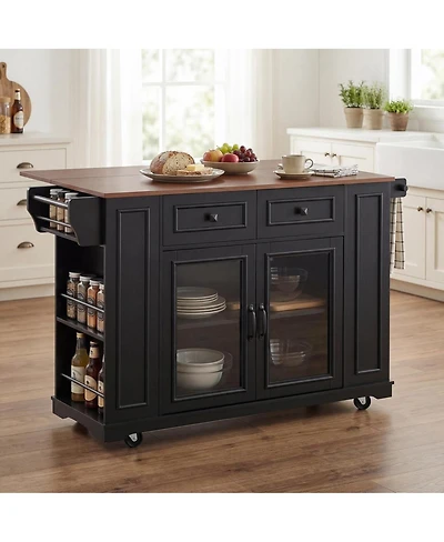Streamdale Furniture 54" Mobile Kitchen Island with Storage, Power Outlet