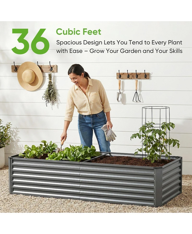Pocassy 6x3x2feet Outdoor Metal Raised Garden Bed, Large Outdoor Planters Garden for Vegetables Flowers Herbs