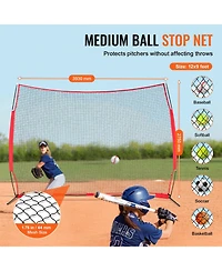 Vevor Barricade Backstop Net Ball Sports Barrier Softball Practice Net 12x9ft