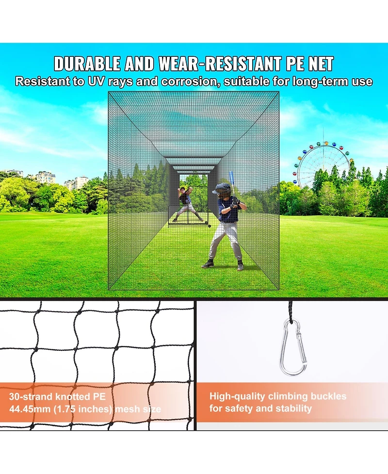Vevor 70Feet Softball Baseball Cage Netting Heavy Duty Pe Pitching Batting Net