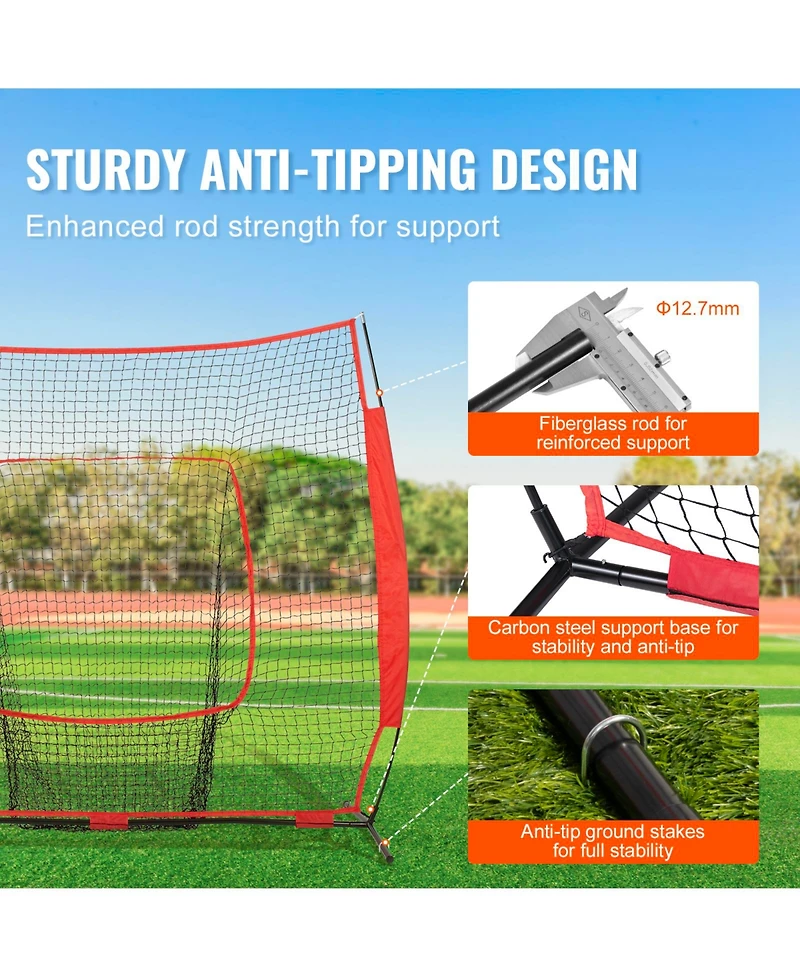 Vevor 7x7 ft Baseball Softball Practice Net Hitting Batting Training Carry Bag