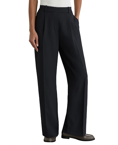 Reiss Women's Eden Elasticated-Waist Wide-Leg Lightweight-Twill Trousers