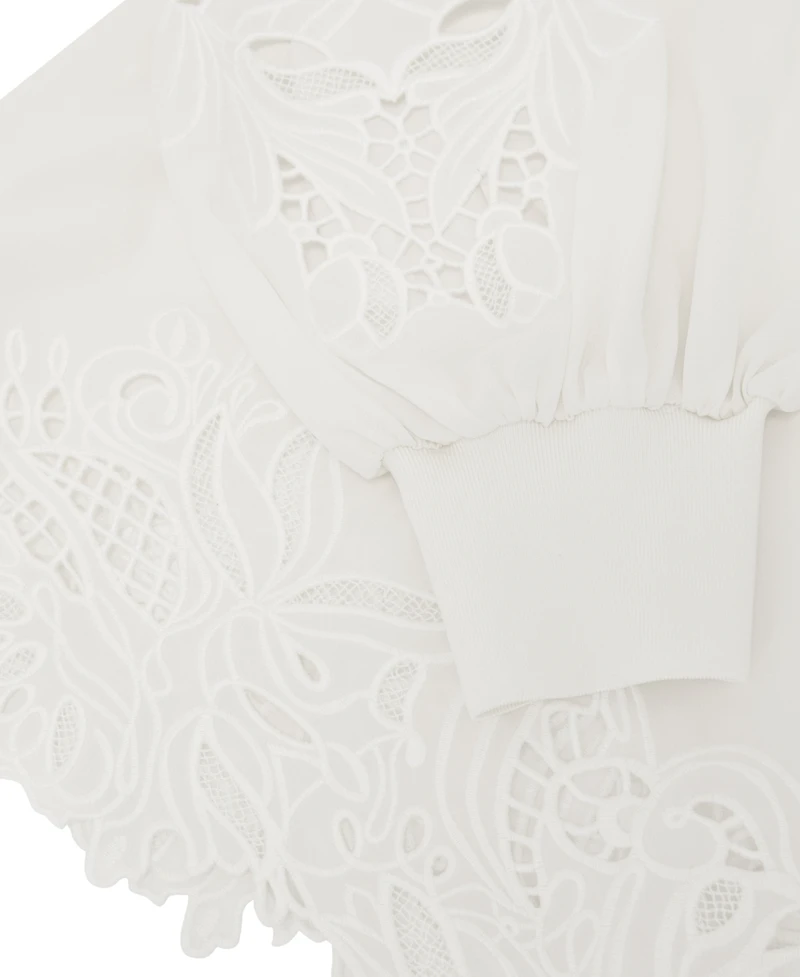 Reiss Women's Rae High-Neck 3/4-Sleeve Blouson Lace Blouse