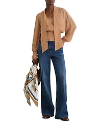 Reiss Women's Phoebe Long-Sleeve Sheer Tie-Neck Blouse