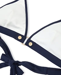 Reiss Women's Saskia Contrast Halterneck Triangle Bikini Top